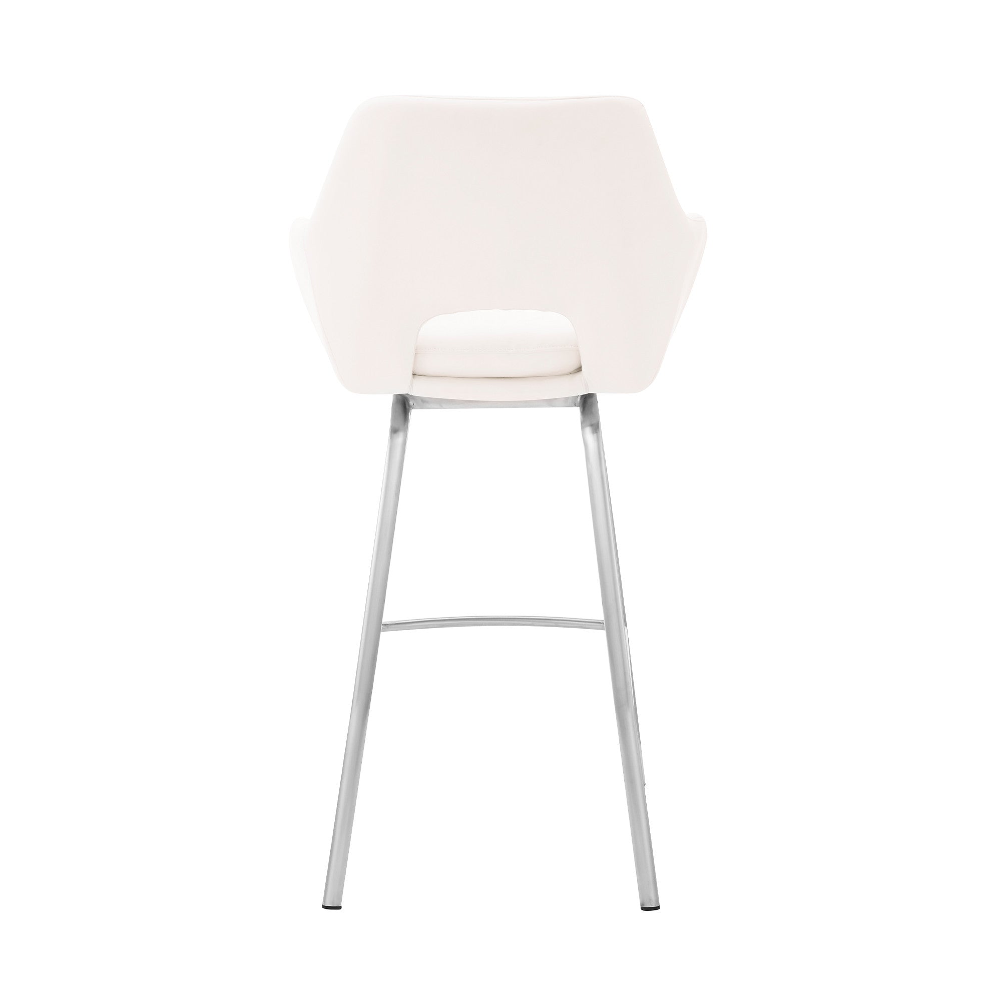 30" White And Silver Iron Swivel Low Back Bar Height Bar Chair - Homeroots - Flyclothing LLC
