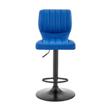 25" Blue And Black Iron Swivel Adjustable Height Bar Chair - Homeroots