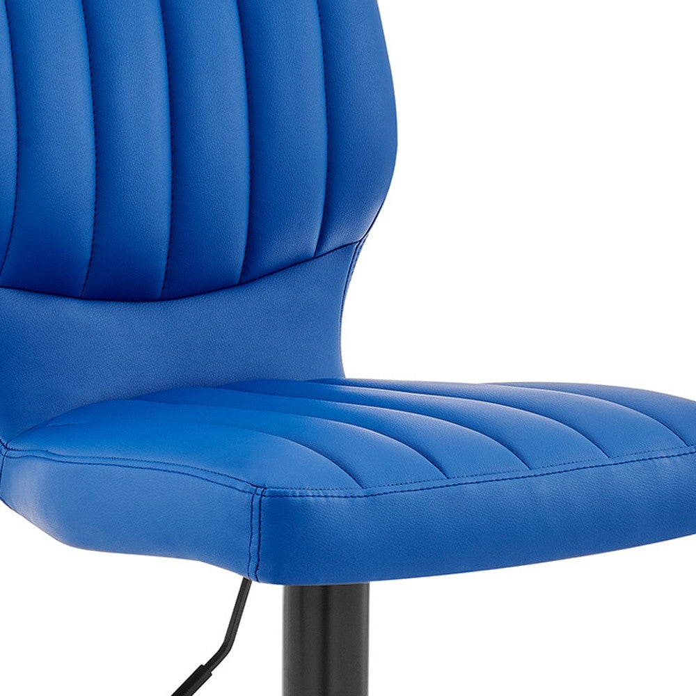 25" Blue And Black Iron Swivel Adjustable Height Bar Chair - Homeroots - Flyclothing LLC
