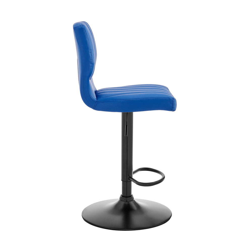 25" Blue And Black Iron Swivel Adjustable Height Bar Chair - Homeroots - Flyclothing LLC