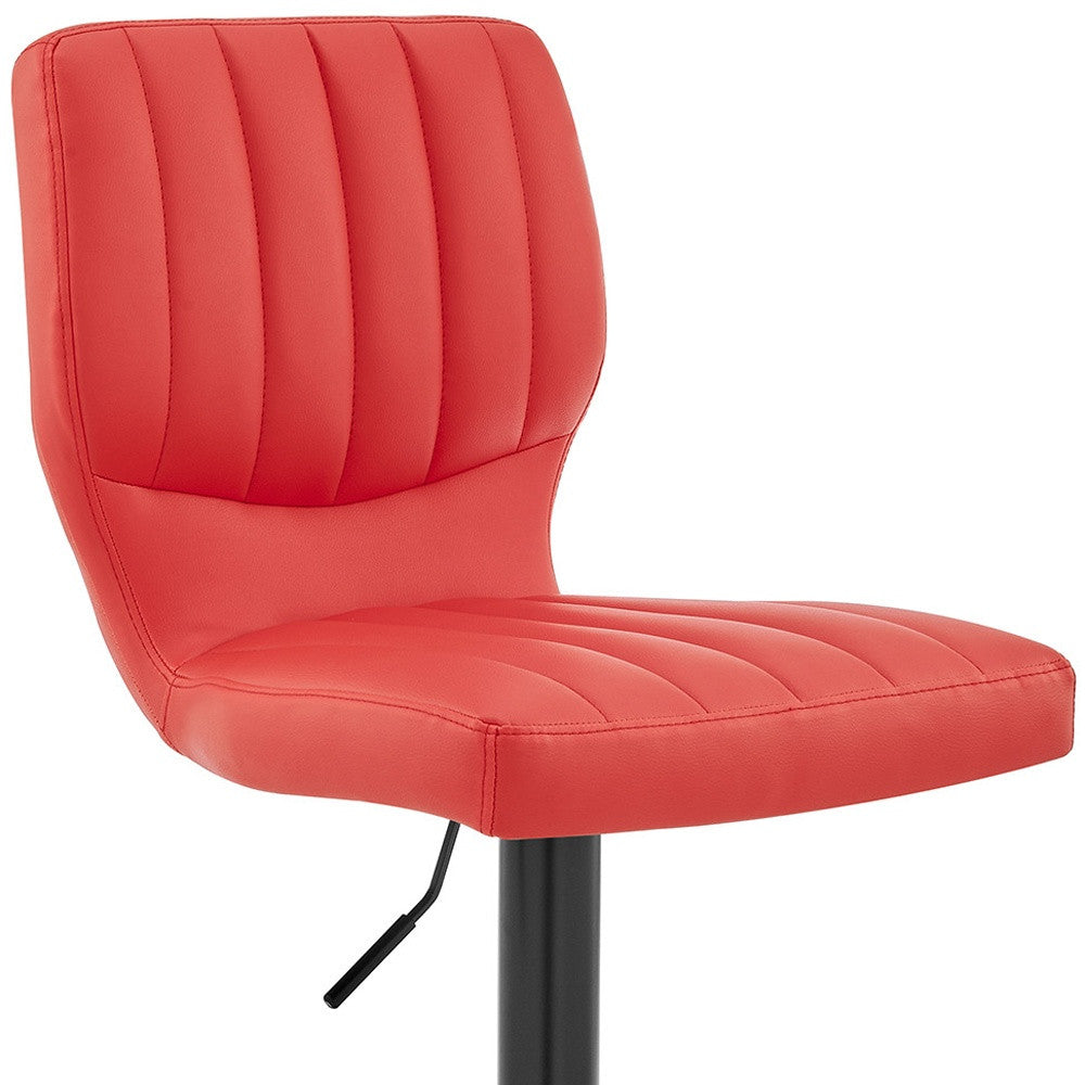 25" Red And Black Iron Swivel Adjustable Height Bar Chair - Homeroots - Flyclothing LLC