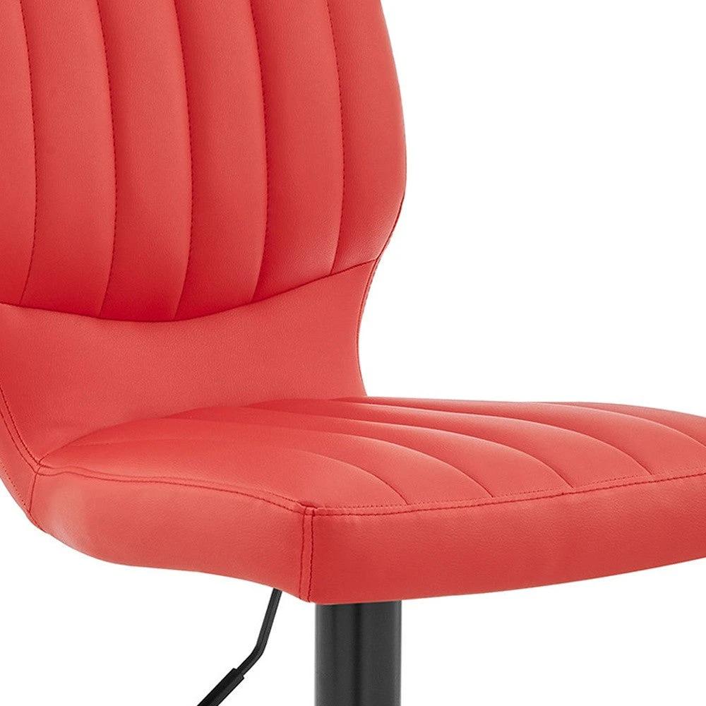 25" Red And Black Iron Swivel Adjustable Height Bar Chair - Homeroots - Flyclothing LLC