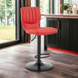 25" Red And Black Iron Swivel Adjustable Height Bar Chair - Homeroots