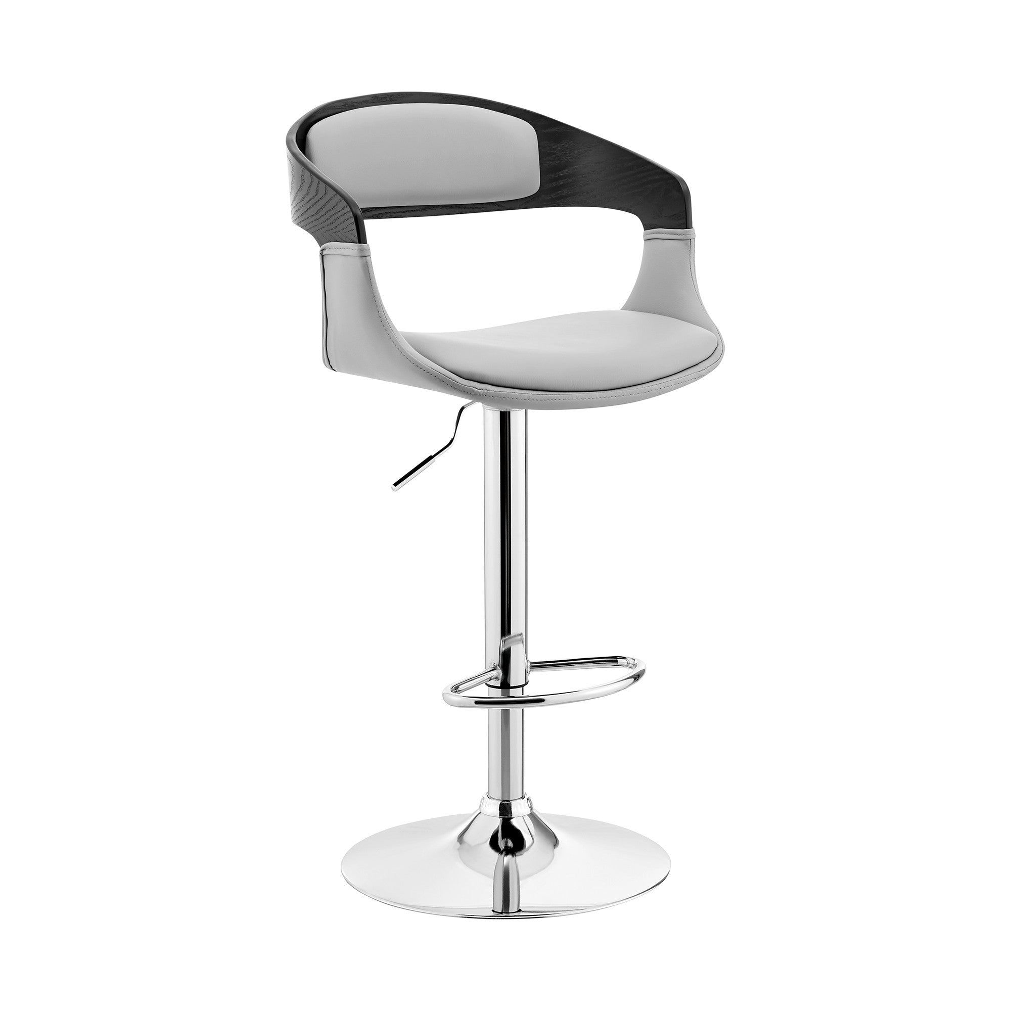 24" Gray And Silver Iron Swivel Low Back Adjustable Height Bar Chair - Homeroots - Flyclothing LLC