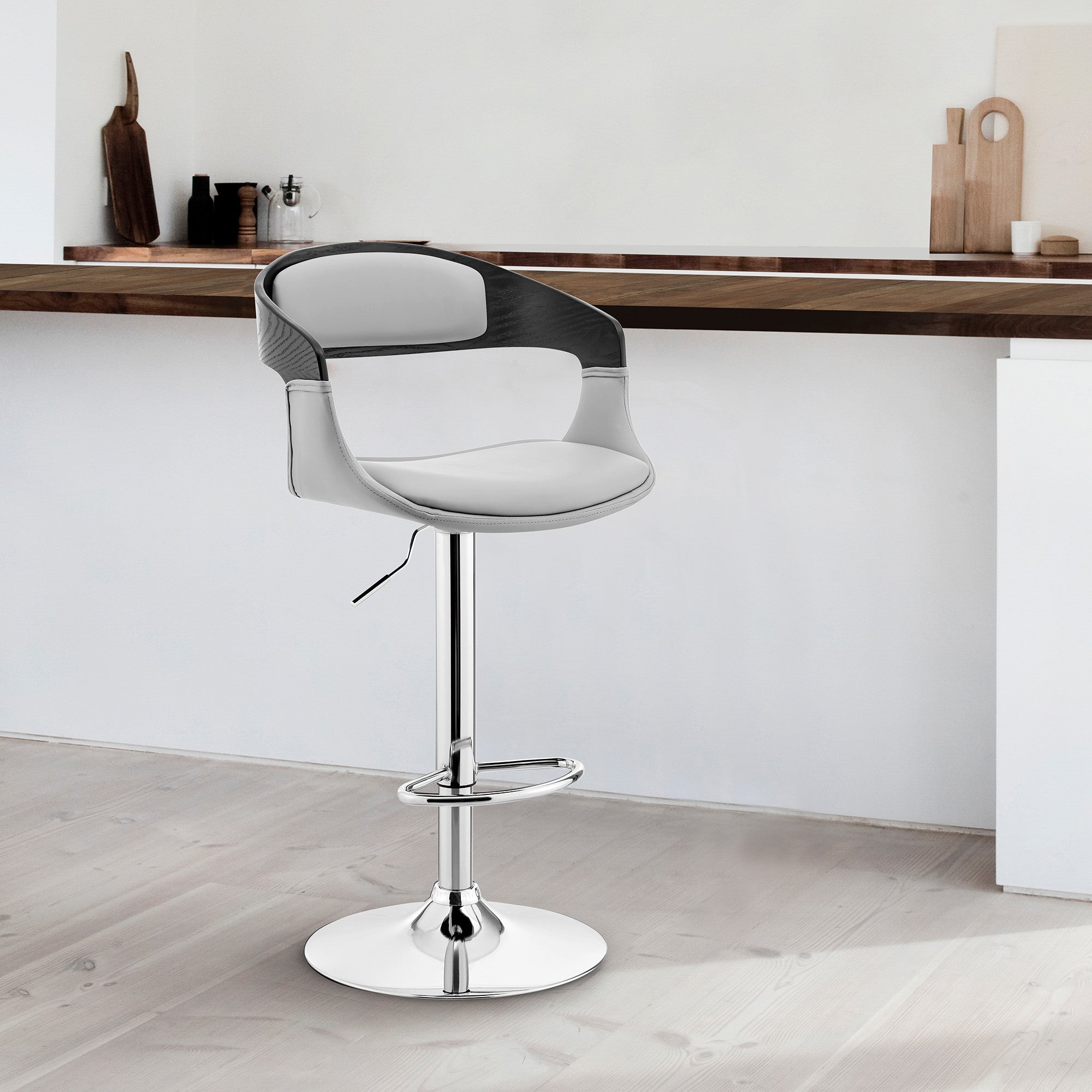 24" Gray And Silver Iron Swivel Low Back Adjustable Height Bar Chair - Homeroots - Flyclothing LLC