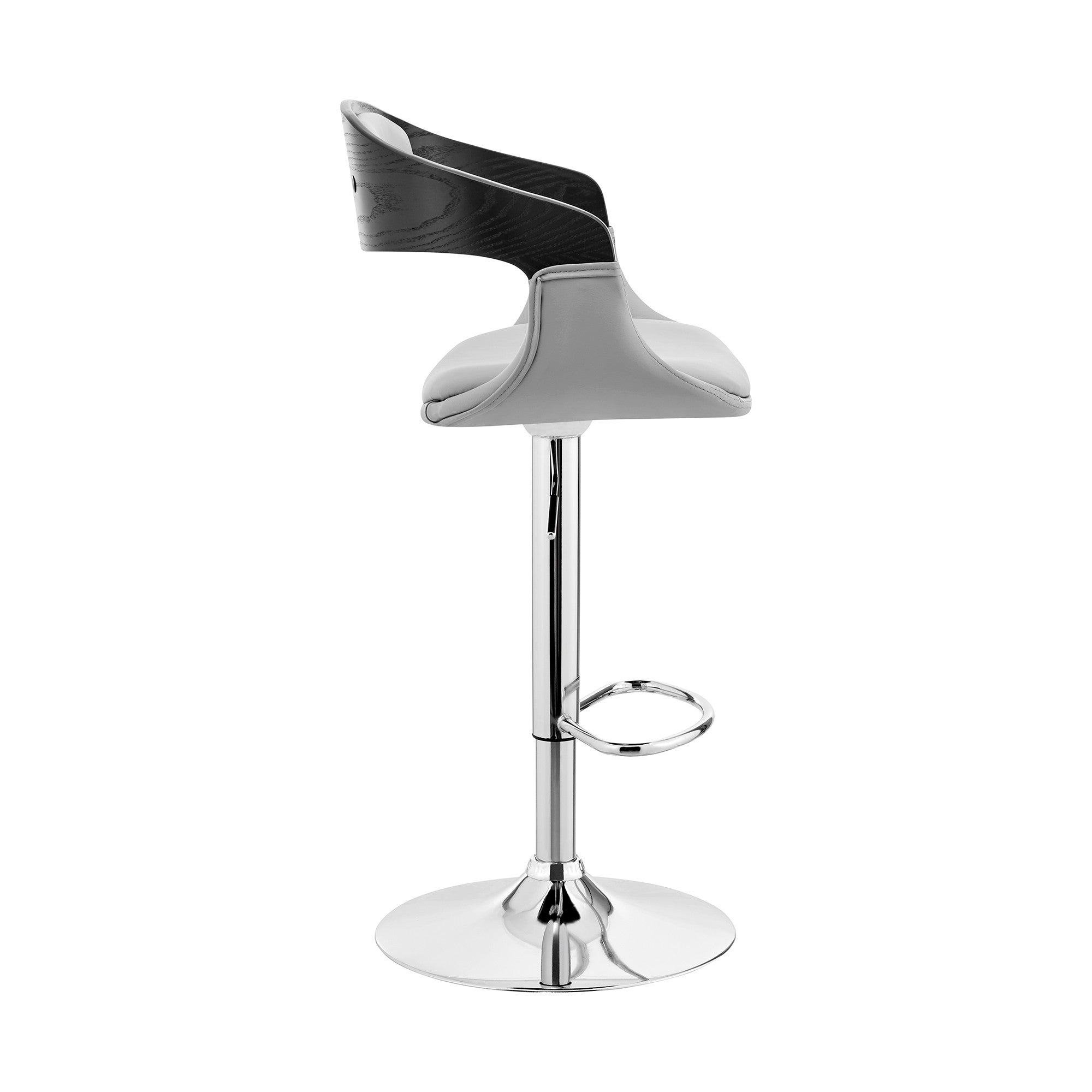 24" Gray And Silver Iron Swivel Low Back Adjustable Height Bar Chair - Homeroots - Flyclothing LLC