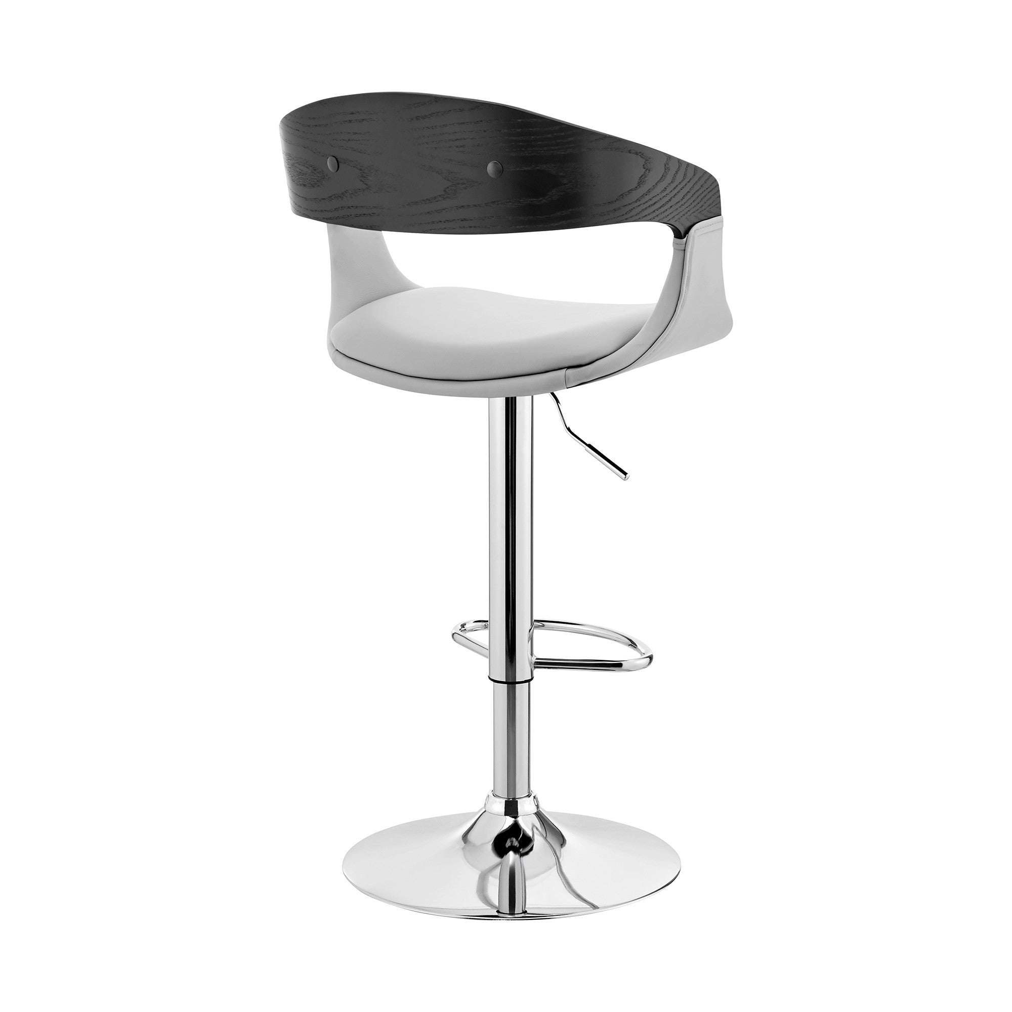 24" Gray And Silver Iron Swivel Low Back Adjustable Height Bar Chair - Homeroots - Flyclothing LLC