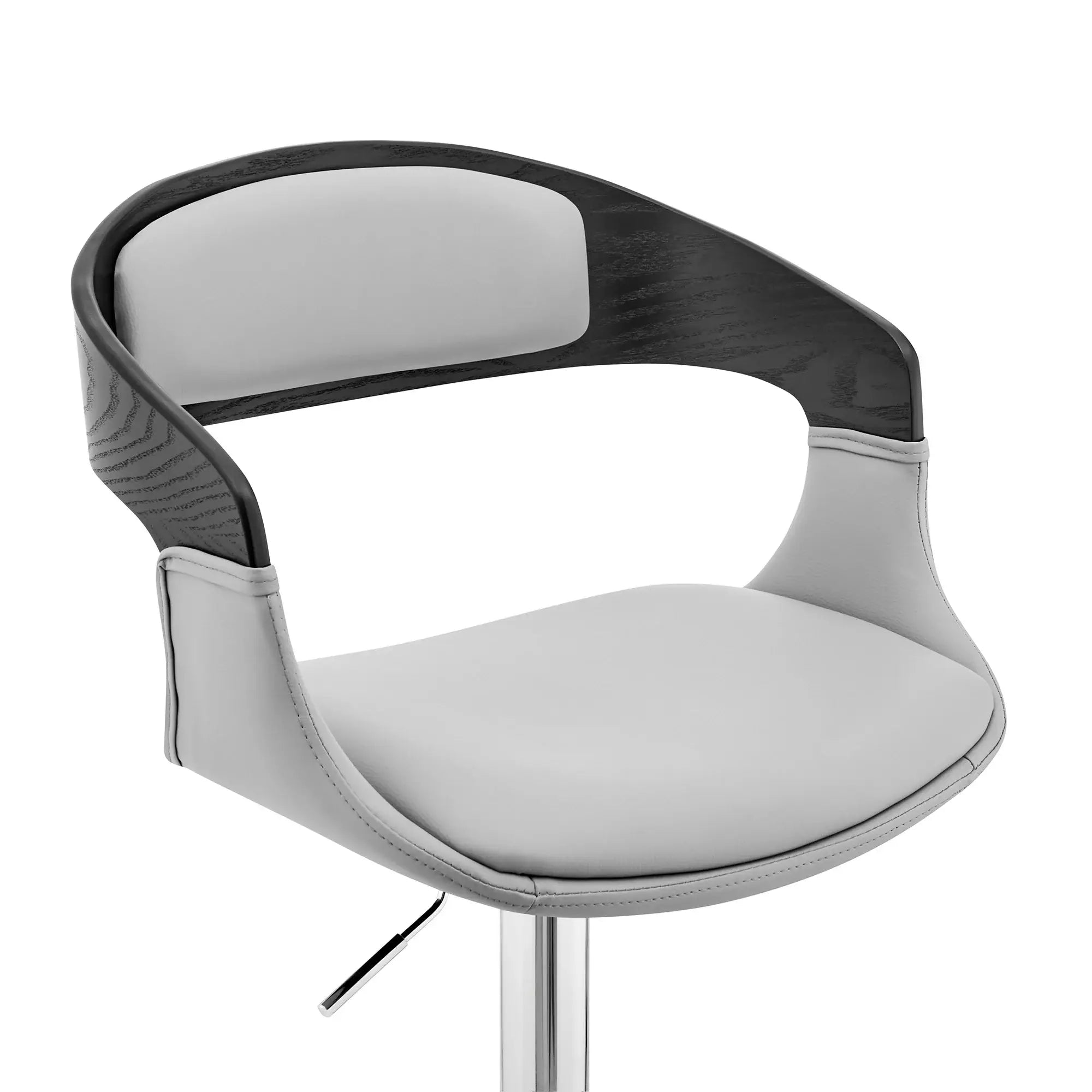 24" Gray And Silver Iron Swivel Low Back Adjustable Height Bar Chair - Homeroots - Flyclothing LLC