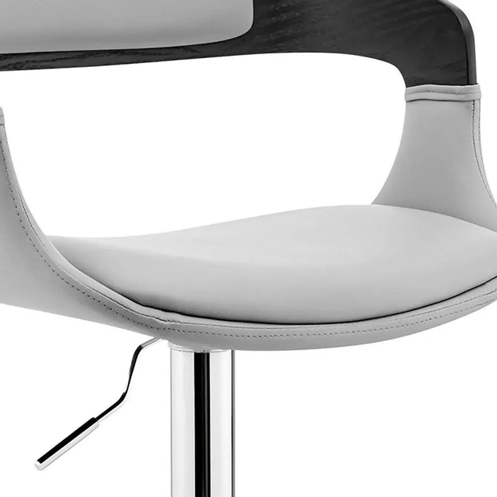24" Gray And Silver Iron Swivel Low Back Adjustable Height Bar Chair - Homeroots - Flyclothing LLC