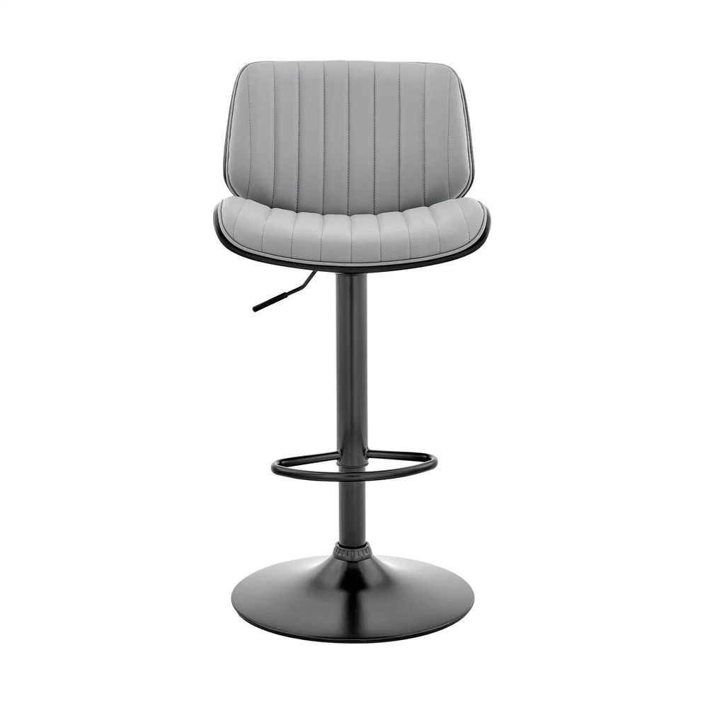 24" Gray And Black Iron Swivel Adjustable Height Bar Chair - Homeroots