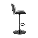 24" Gray And Black Iron Swivel Adjustable Height Bar Chair - Homeroots