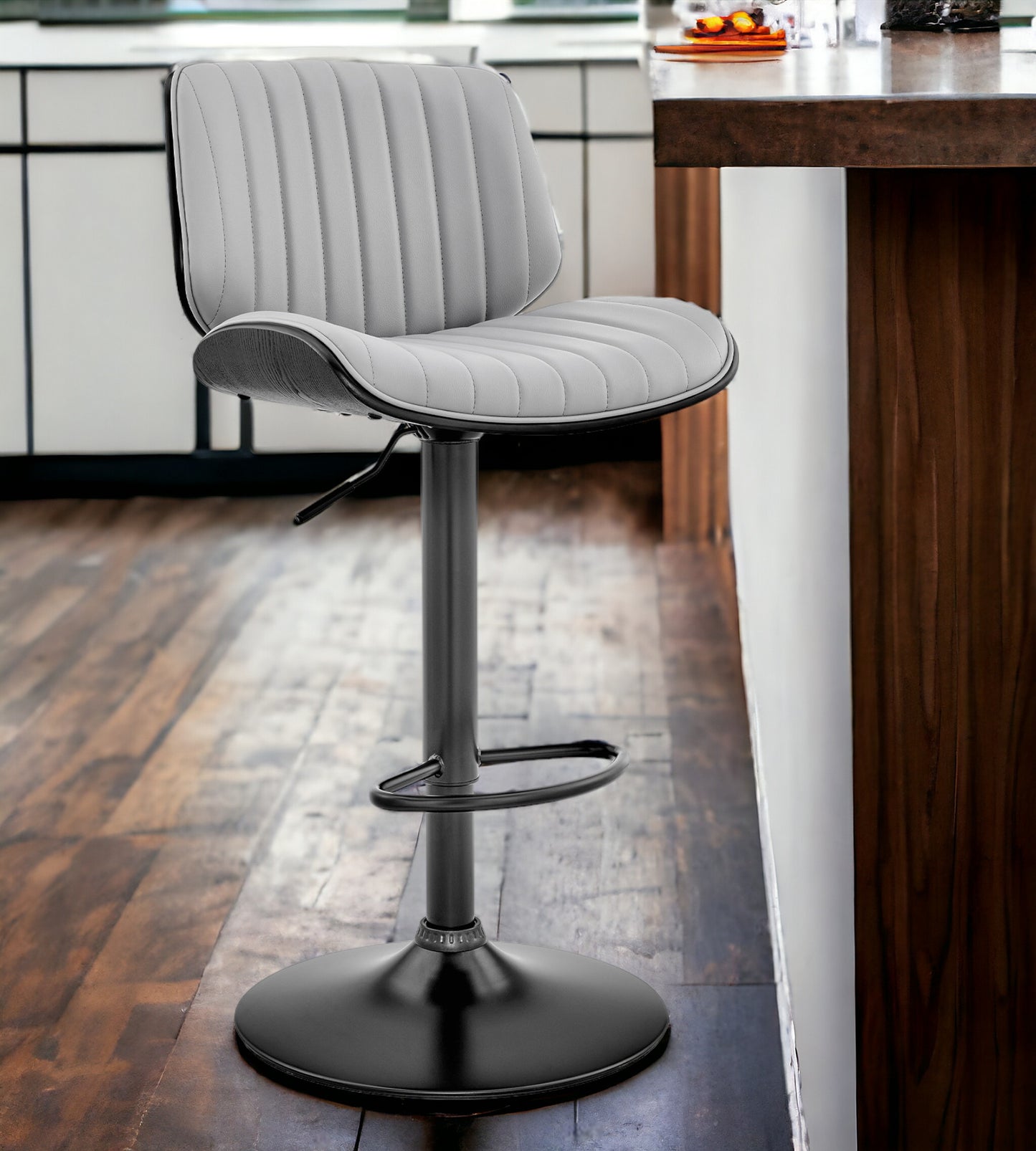 24" Gray And Black Iron Swivel Adjustable Height Bar Chair - Homeroots - Flyclothing LLC