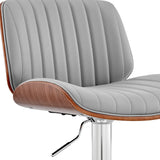 24" Gray And Silver Iron Swivel Adjustable Height Bar Chair - Homeroots - Flyclothing LLC