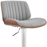24" Gray And Silver Iron Swivel Adjustable Height Bar Chair - Homeroots - Flyclothing LLC