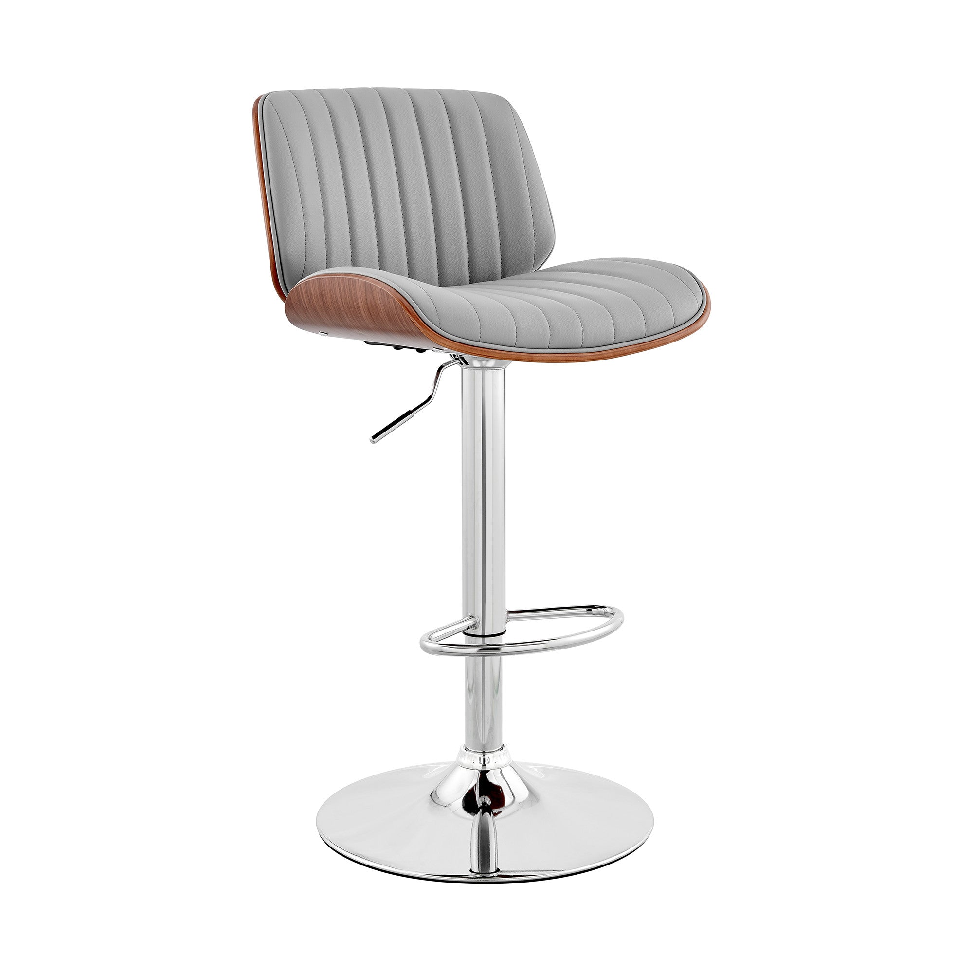 24" Gray And Silver Iron Swivel Adjustable Height Bar Chair - Homeroots - Flyclothing LLC