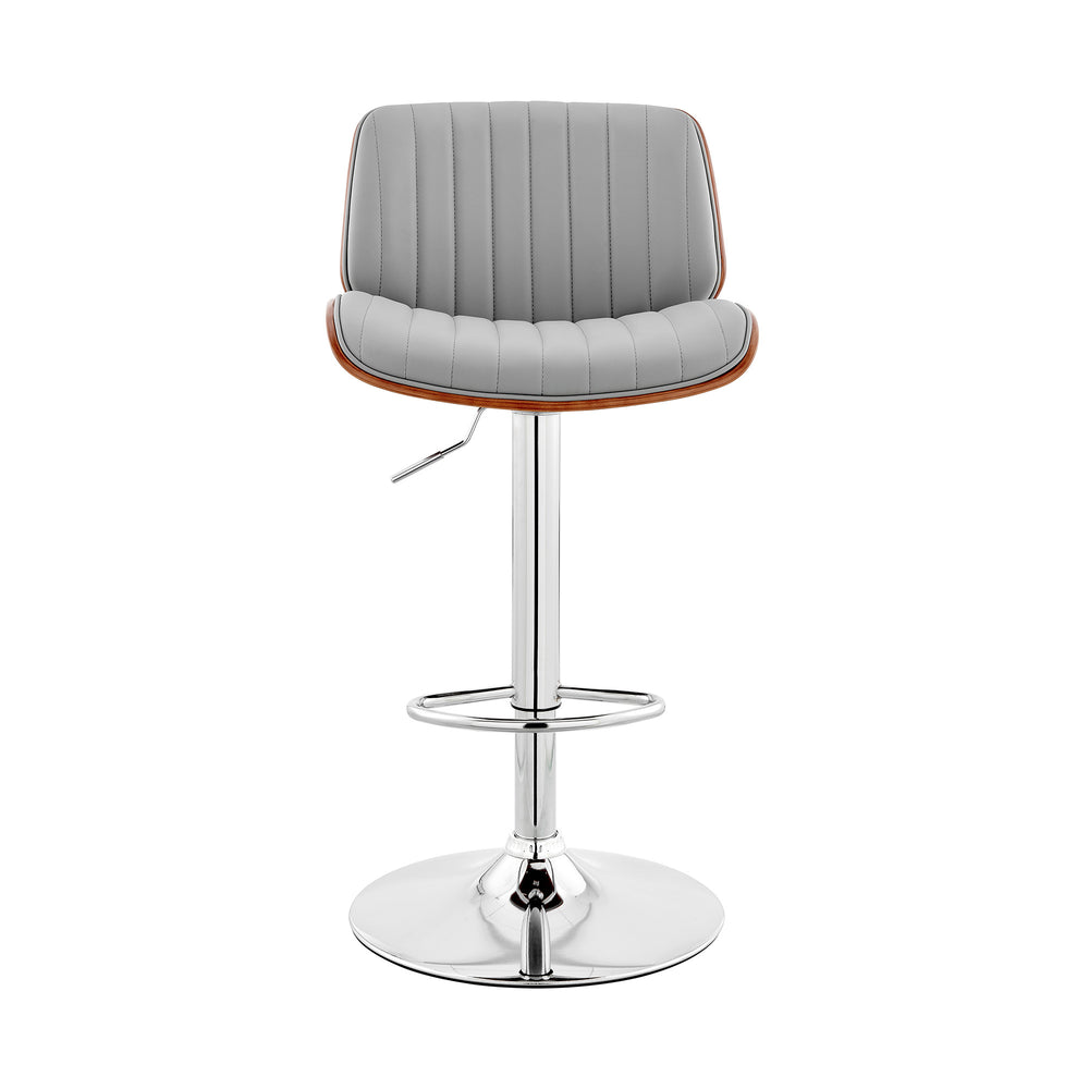 24" Gray And Silver Iron Swivel Adjustable Height Bar Chair - Homeroots