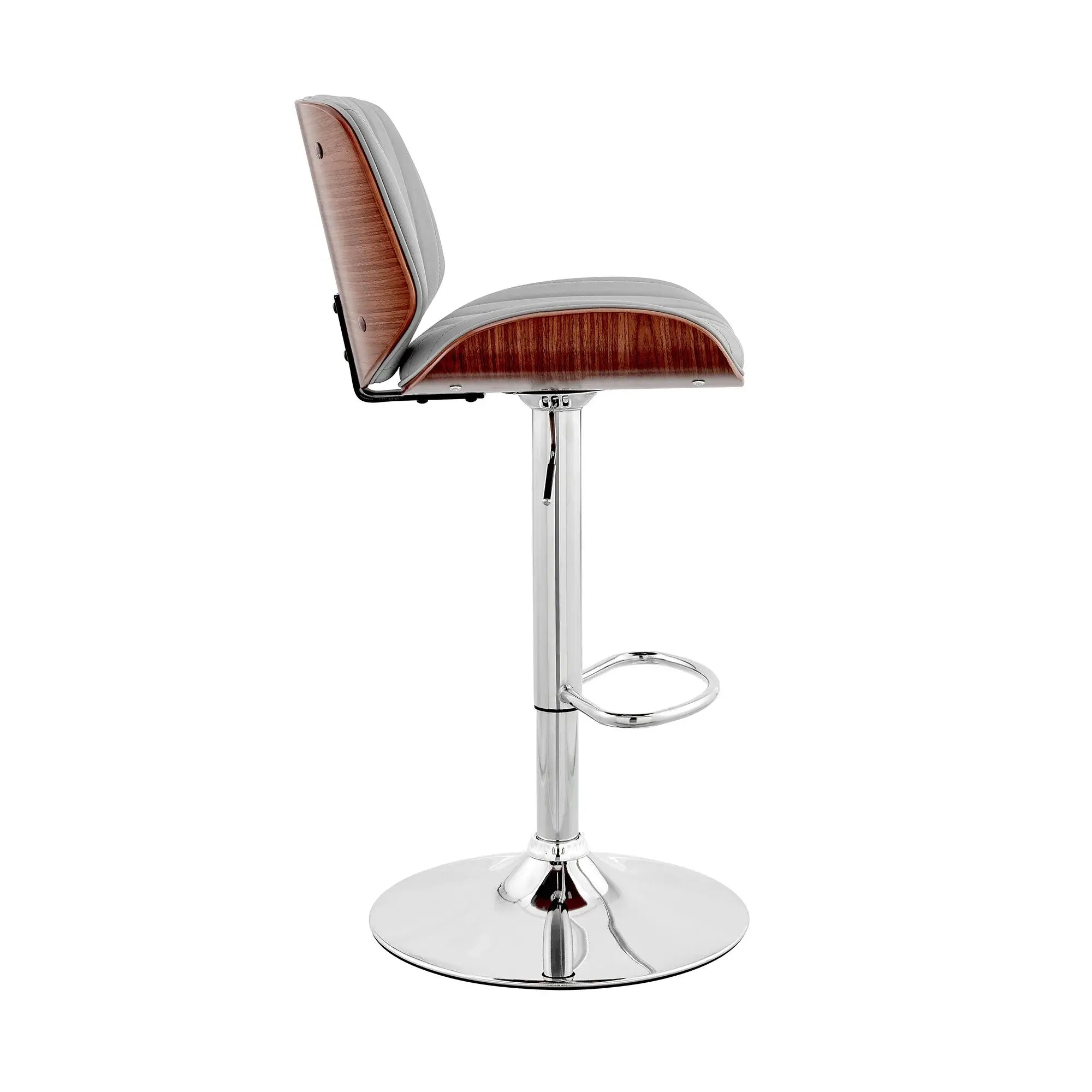24" Gray And Silver Iron Swivel Adjustable Height Bar Chair - Homeroots - Flyclothing LLC