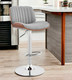 24" Gray And Silver Iron Swivel Adjustable Height Bar Chair - Homeroots