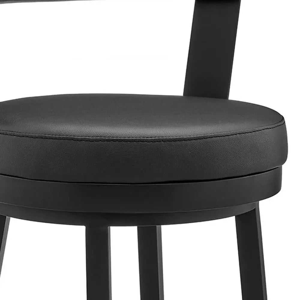 26" Black Iron Swivel Counter Height Bar Chair - Homeroots - Flyclothing LLC
