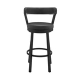 30" Black Faux Leather And Steel Swivel Low Back Bar Height Bar Chair - Homeroots