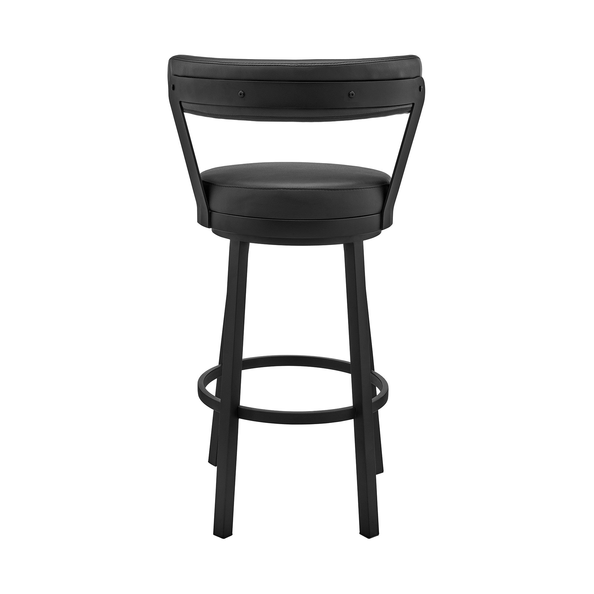 30" Black Faux Leather And Steel Swivel Low Back Bar Height Bar Chair - Homeroots - Flyclothing LLC