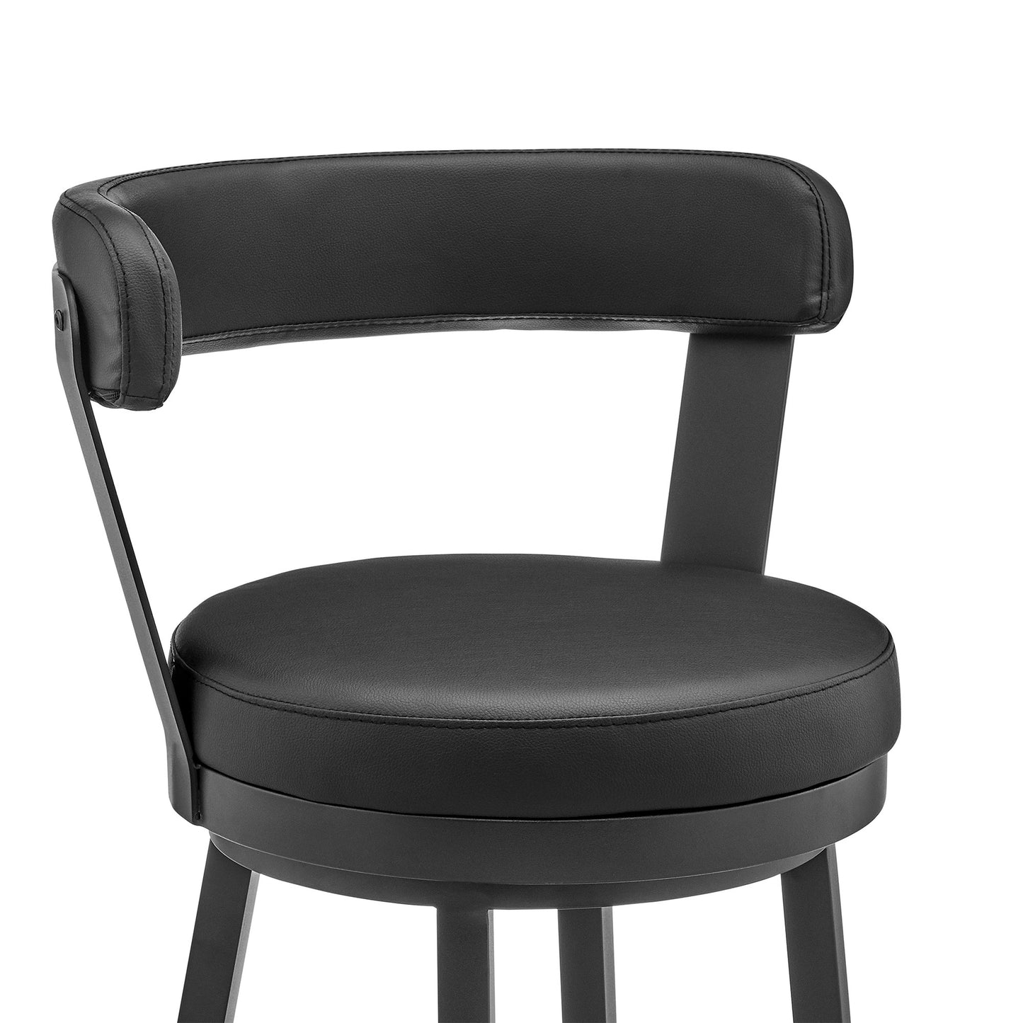 30" Black Faux Leather And Steel Swivel Low Back Bar Height Bar Chair - Homeroots - Flyclothing LLC