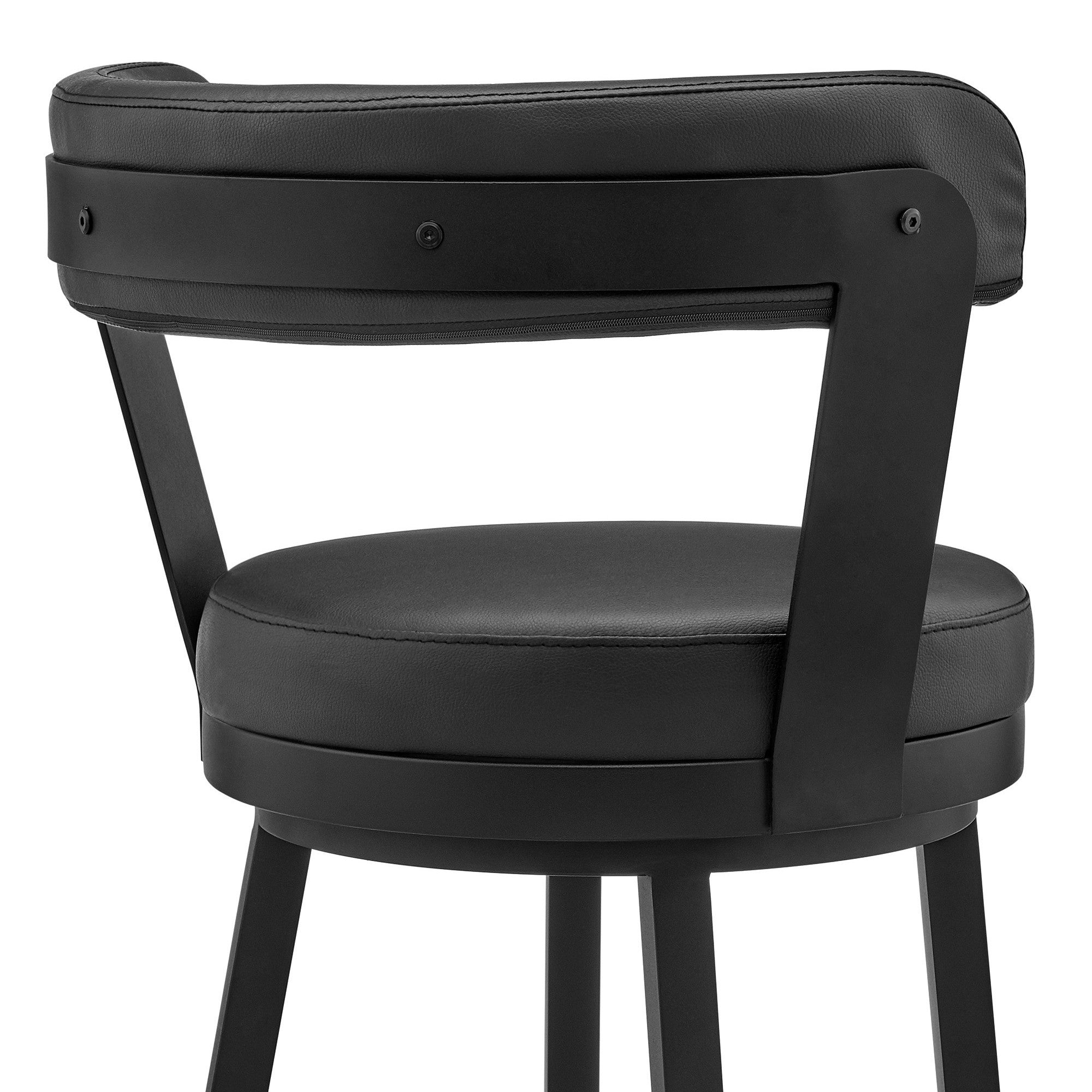 30" Black Faux Leather And Steel Swivel Low Back Bar Height Bar Chair - Homeroots - Flyclothing LLC