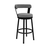 26" Gray And Black Iron Swivel Counter Height Bar Chair - Homeroots - Flyclothing LLC