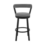 26" Gray And Black Iron Swivel Counter Height Bar Chair - Homeroots