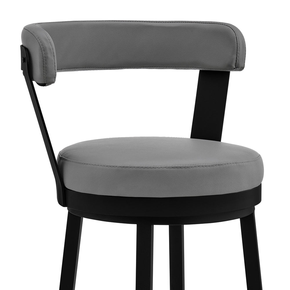 26" Gray And Black Iron Swivel Counter Height Bar Chair - Homeroots - Flyclothing LLC