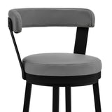 26" Gray And Black Iron Swivel Counter Height Bar Chair - Homeroots - Flyclothing LLC