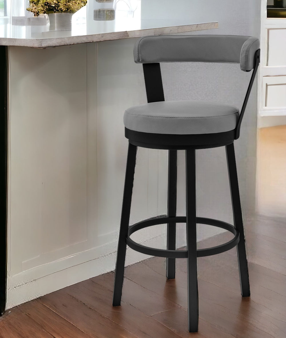 26" Gray And Black Iron Swivel Counter Height Bar Chair - Homeroots - Flyclothing LLC