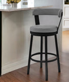 26" Gray And Black Iron Swivel Counter Height Bar Chair - Homeroots