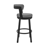 30" Gray And Black Iron Swivel Bar Height Bar Chair - Homeroots