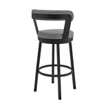 30" Gray And Black Iron Swivel Bar Height Bar Chair - Homeroots