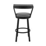 30" Gray And Black Iron Swivel Bar Height Bar Chair - Homeroots - Flyclothing LLC