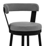 30" Gray And Black Iron Swivel Bar Height Bar Chair - Homeroots - Flyclothing LLC