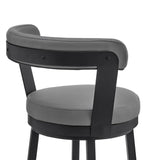 30" Gray And Black Iron Swivel Bar Height Bar Chair - Homeroots - Flyclothing LLC
