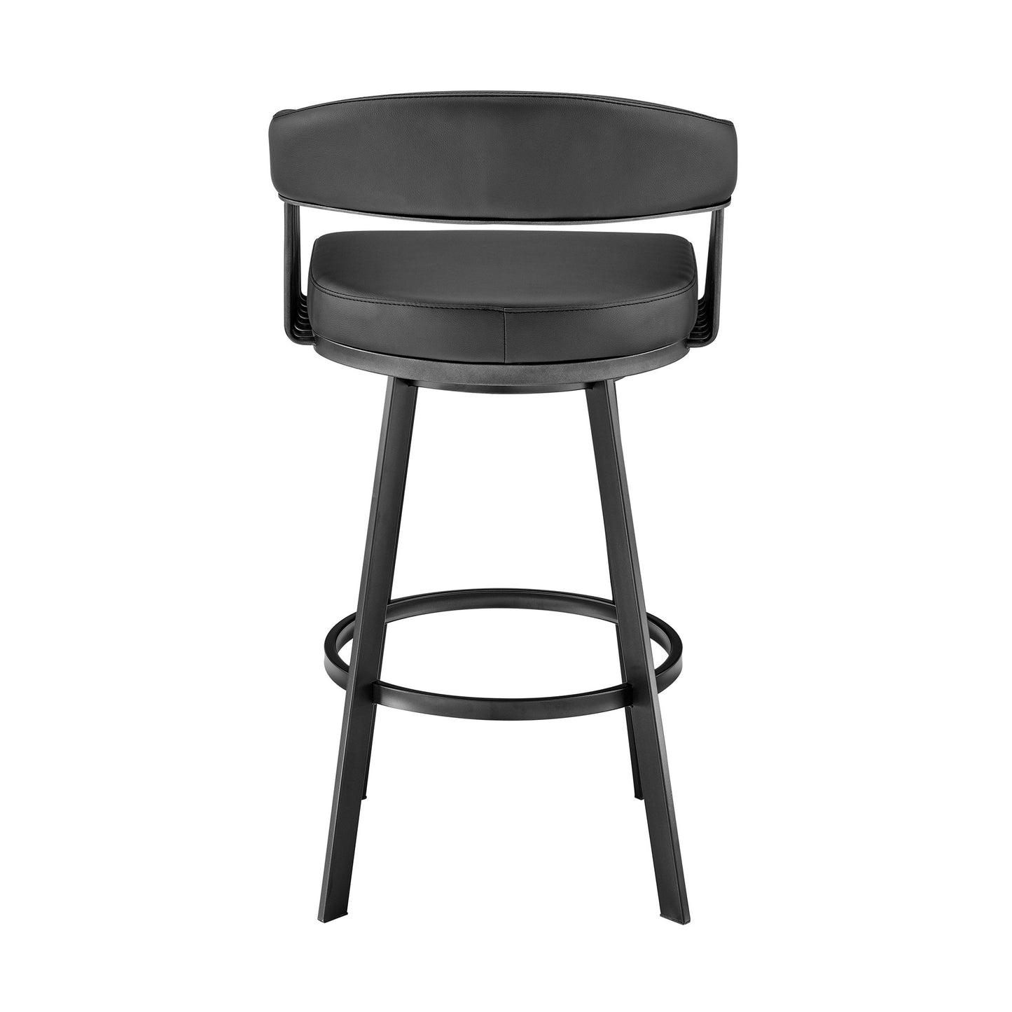 29" Black Iron Swivel Low Back Bar Height Bar Chair - Homeroots - Flyclothing LLC