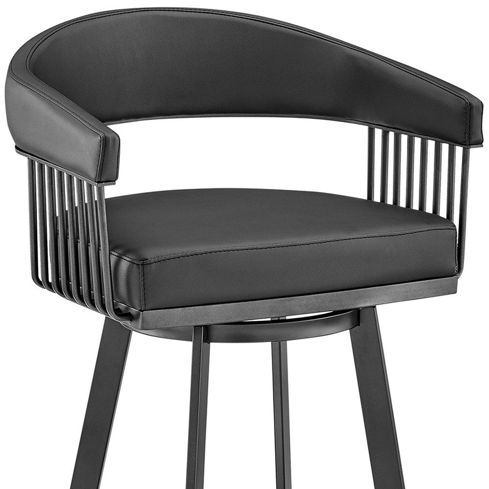 29" Black Iron Swivel Low Back Bar Height Bar Chair - Homeroots - Flyclothing LLC