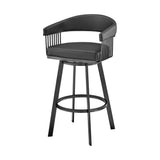 29" Black Iron Swivel Low Back Bar Height Bar Chair - Homeroots - Flyclothing LLC