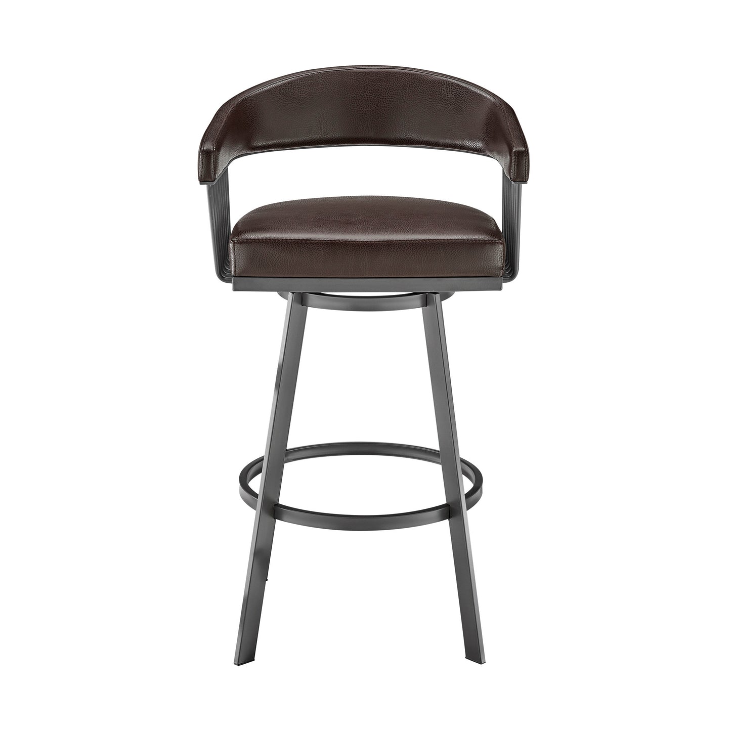 25" Chocolate And Gray Iron Swivel Low Back Counter Height Bar Chair - Homeroots - Flyclothing LLC