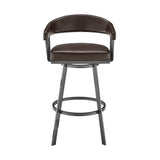 25" Chocolate And Gray Iron Swivel Low Back Counter Height Bar Chair - Homeroots - Flyclothing LLC