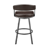 25" Chocolate And Gray Iron Swivel Low Back Counter Height Bar Chair - Homeroots - Flyclothing LLC