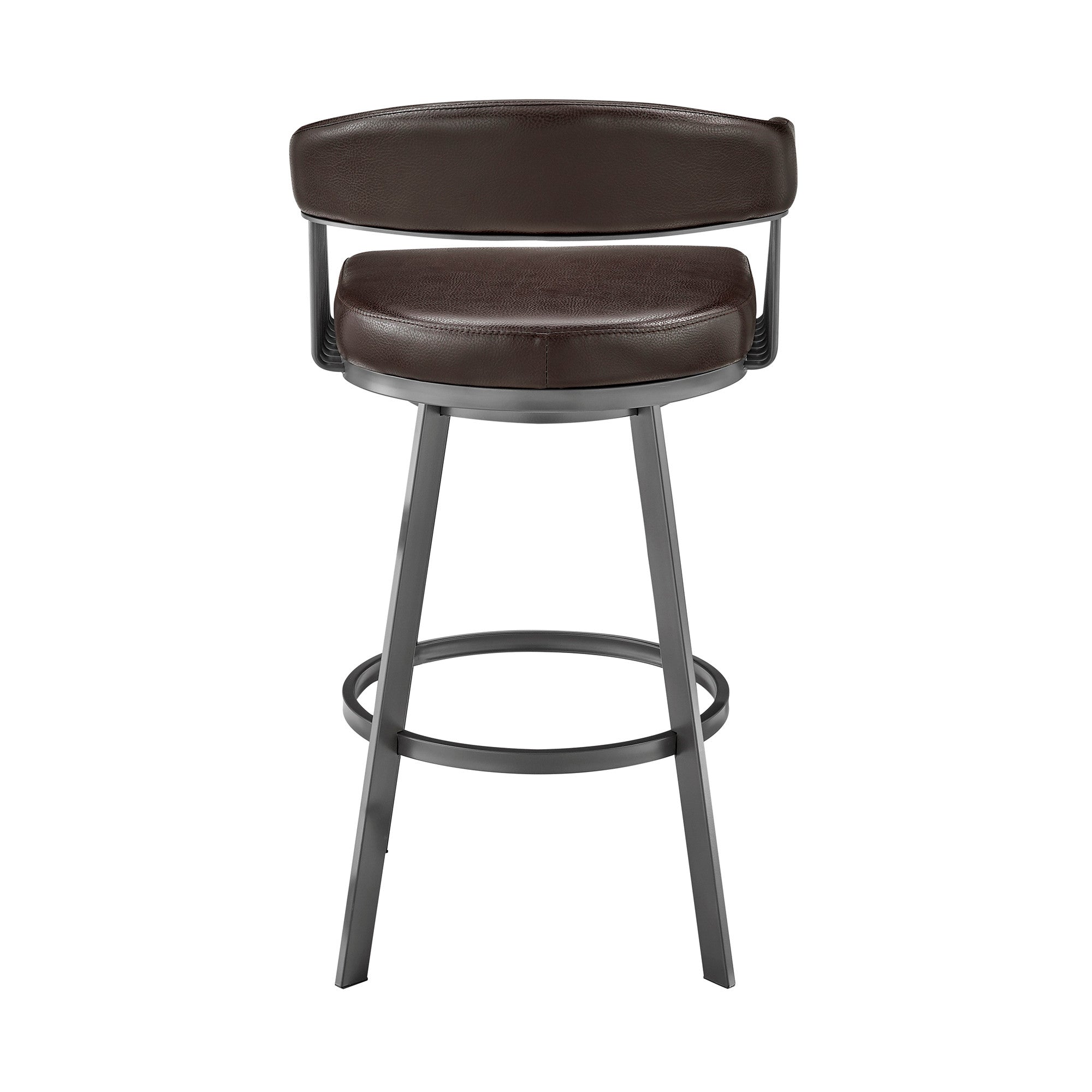 25" Chocolate And Gray Iron Swivel Low Back Counter Height Bar Chair - Homeroots - Flyclothing LLC