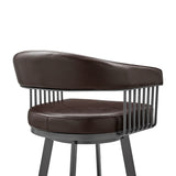 25" Chocolate And Gray Iron Swivel Low Back Counter Height Bar Chair - Homeroots - Flyclothing LLC