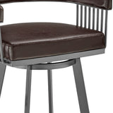 25" Chocolate And Gray Iron Swivel Low Back Counter Height Bar Chair - Homeroots - Flyclothing LLC