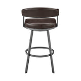 29" Chocolate And Gray Iron Swivel Low Back Bar Height Bar Chair - Homeroots - Flyclothing LLC