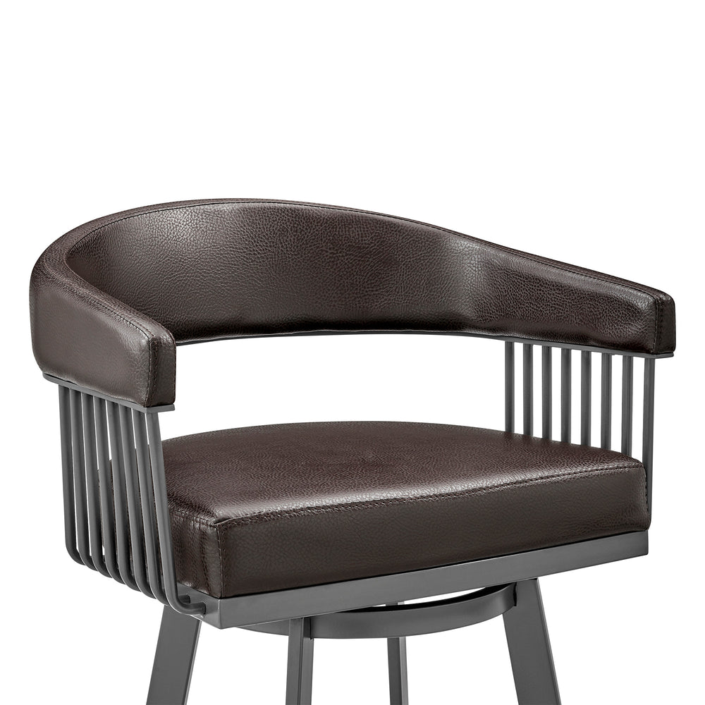 29" Chocolate And Gray Iron Swivel Low Back Bar Height Bar Chair - Homeroots - Flyclothing LLC