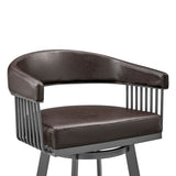 29" Chocolate And Gray Iron Swivel Low Back Bar Height Bar Chair - Homeroots - Flyclothing LLC